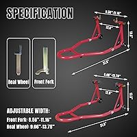 Vista 2 de Caballete para motocicleta con soporte trasero combo para elevación de ruedas, capacidad de 500 libras, soporte de paddock con bobina para brazo