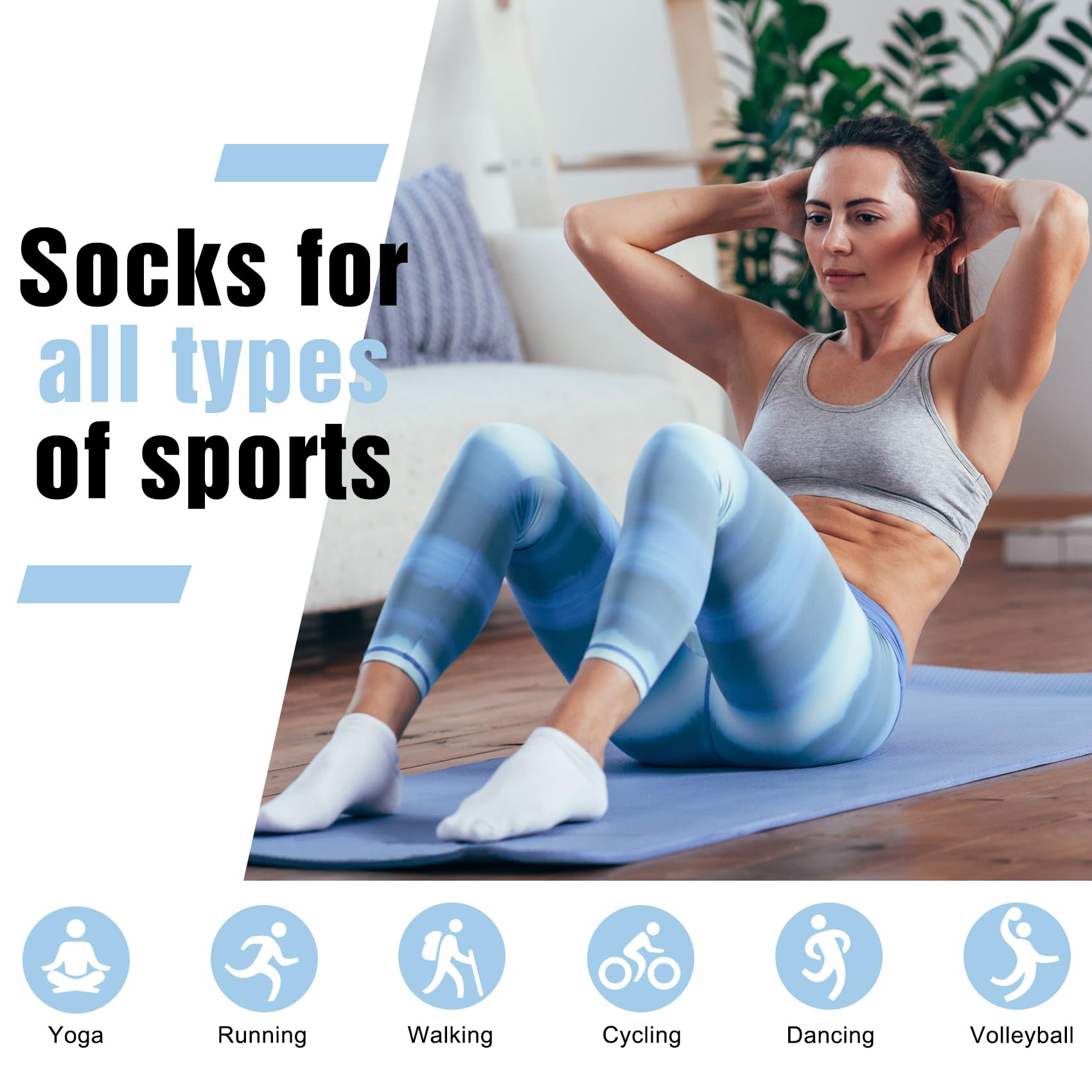 Wostock Calzini Sportivi da Donna 35-40,Calzini da Corsa da Donna 6 Paia,Sportive Calze Alla Caviglia,Multicolore