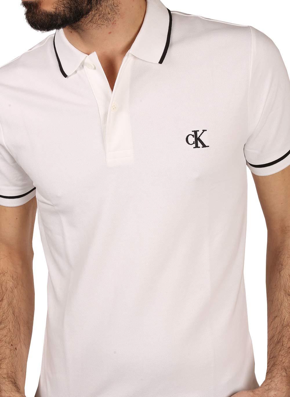 Calvin Klein Jeans Tipping Slim Polo J30j315603, Polos de Manga Corta, Hombre, Blanco (Bright White), XS