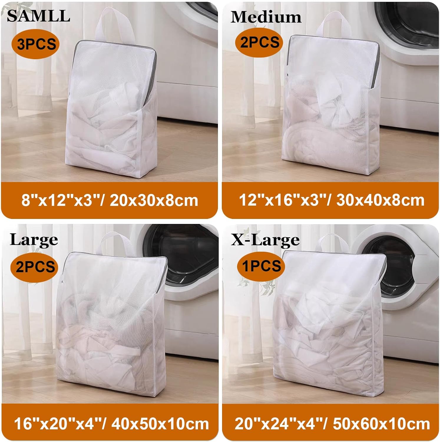 8 Pcs Mesh Laundry Bags for Delicates, Large Laundry Bag with Handles