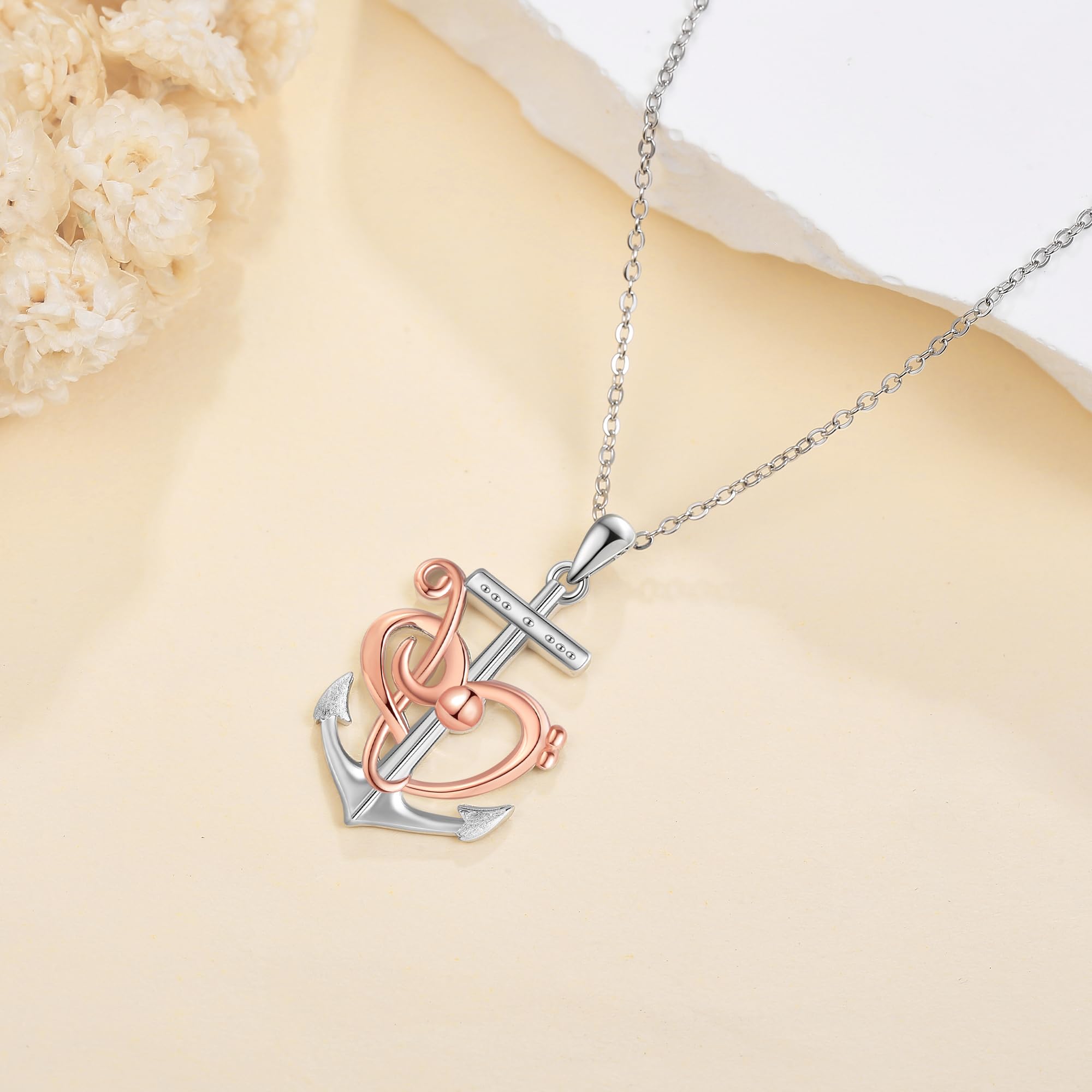 Collana con ciondolo a forma di ancora, in argento Sterling, con ancora, idea regalo per donna, Nessuna pietra preziosa
