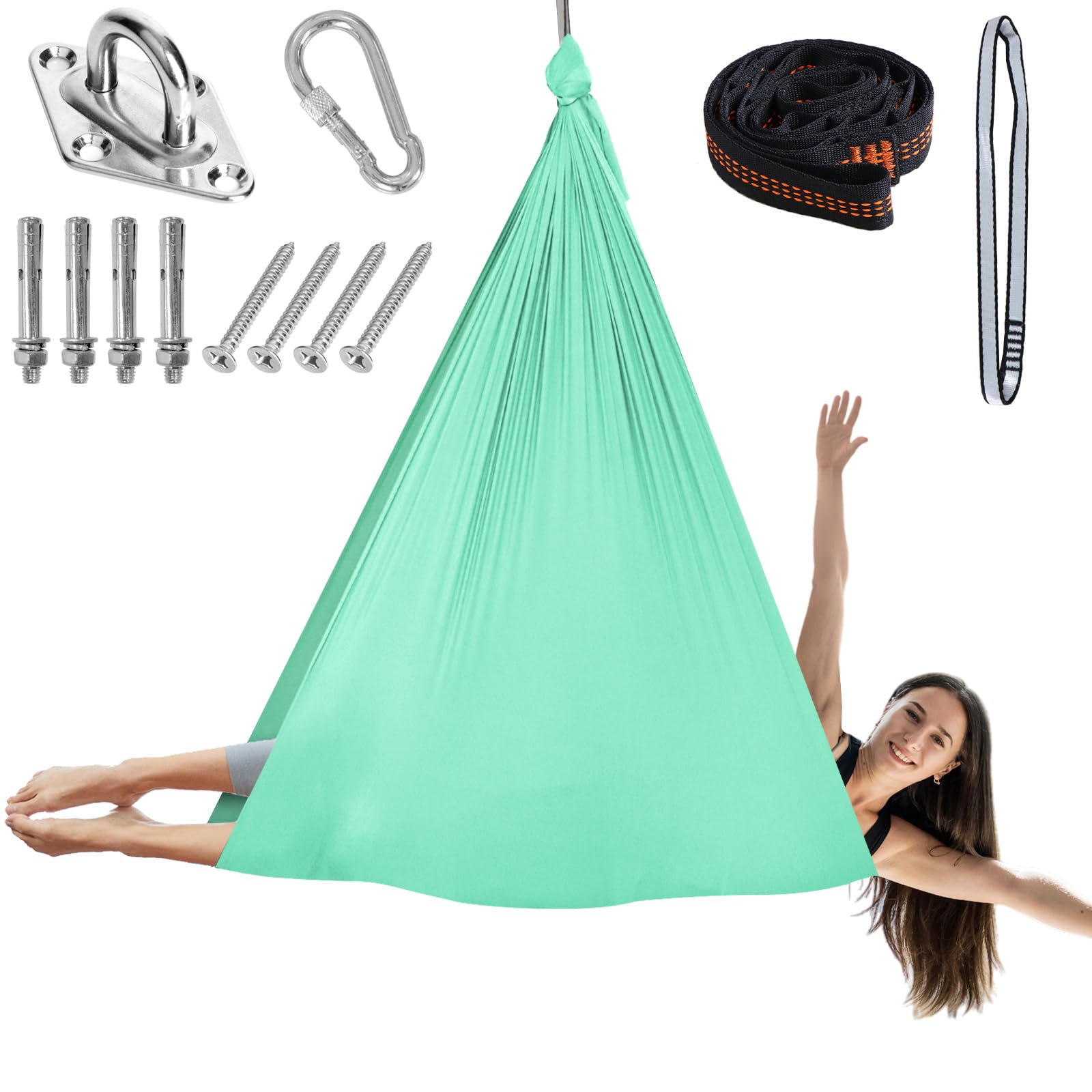 Chihee Aerial Yoga Hängematte Schaukel-Set,weiches, strapazierfähiges Gewebe Yoga-Stretching-Fitness-Schlinge Komplette Befestigungsausrüstung,für alle Fitness- und Bodybuilding-Level 280 x 150 cm