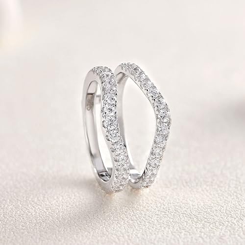 Miniatura 3 de Newshe - Anillo de boda de moissanita para mujer, anillo potenciador para anillos de compromiso, plata de ley 925, delicados anillos de guardia,