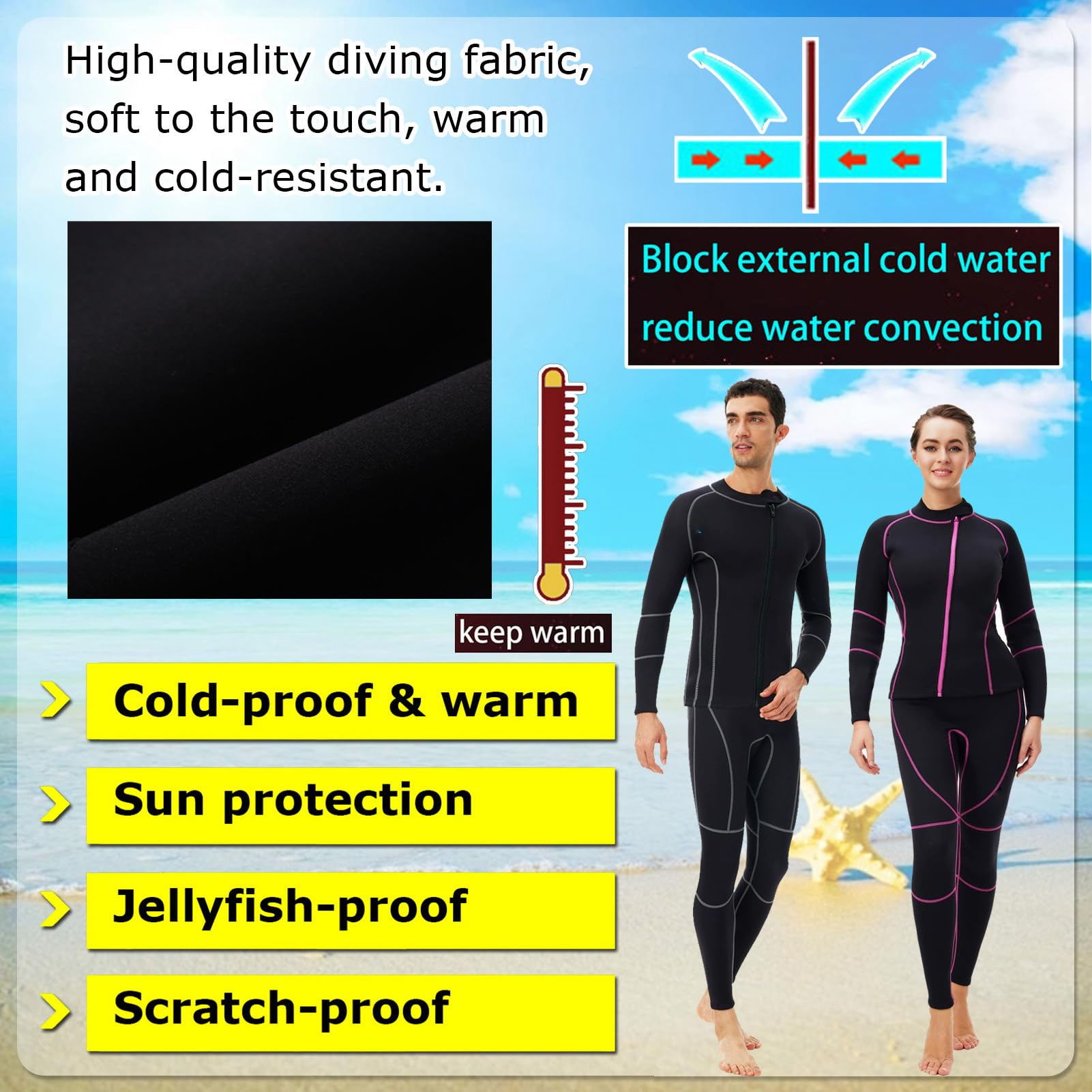 TOVCHEI Water Sports Wetsuit 3MM Neoprene Split Tops and Pants Warm Diving Suits Snorkeling Swimming Anti Jellyfish Anti-UV,Women Pants,4XL