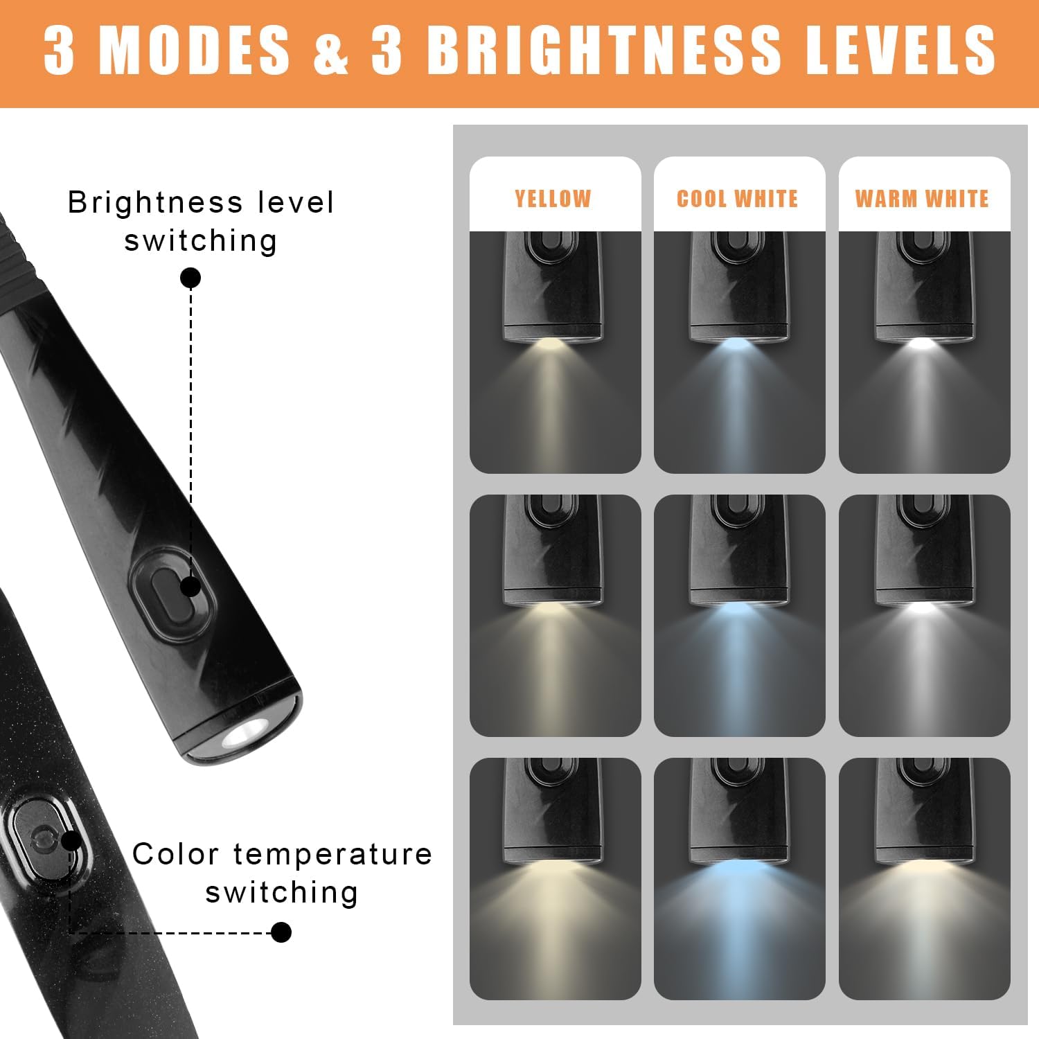 Xiyole Book Light, Reading Light, 3 Modes, 9 Brightness LED Neck Reading Light, USB Rechargeable, 360 ° Flexible Arm, Hands-Free, Lightweight and Comfortable Design (Large Size, Black)