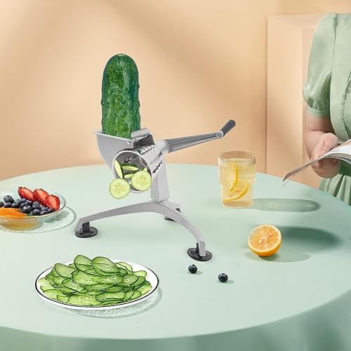 Miniatura 4 de Cortador manual de verduras, cortador de verduras multifuncional, herramienta manual de rejilla de queso, cortador de verduras de manivela con 5