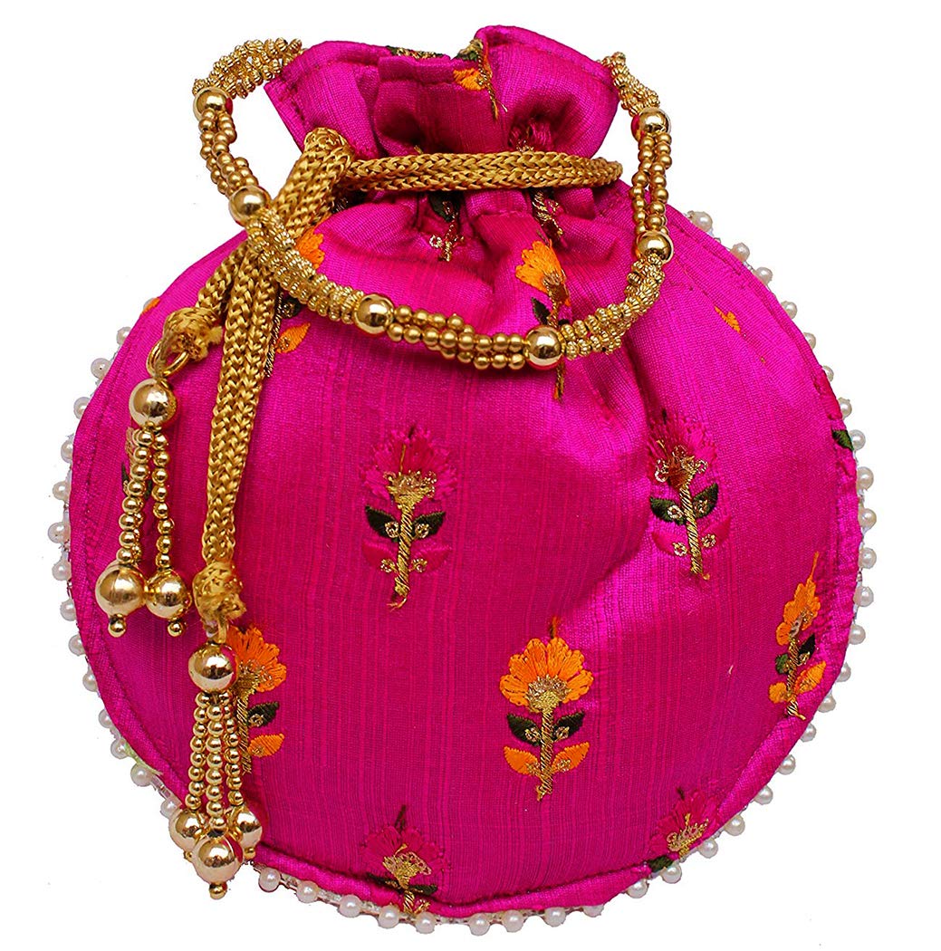 Avanti Creations Womens Floral Embroidered Potli Bag ForWedding (Pink) (B07PXF9NQV) Amazon Price History, Amazon Price Tracker