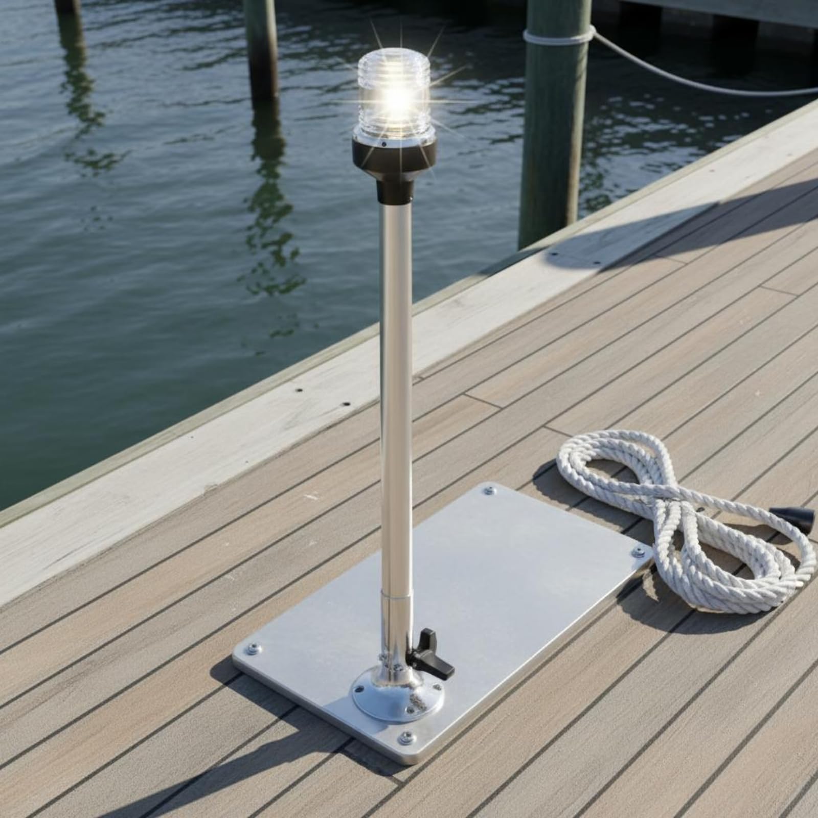 Gralara Luz de Estribor Lado Izquierdo Alta Visibilidad Lámpara de Navegación LED 12V Fácil Instalación Luz Navegación LED para Yate, 600 Mm, Base Ajustable De Nailon