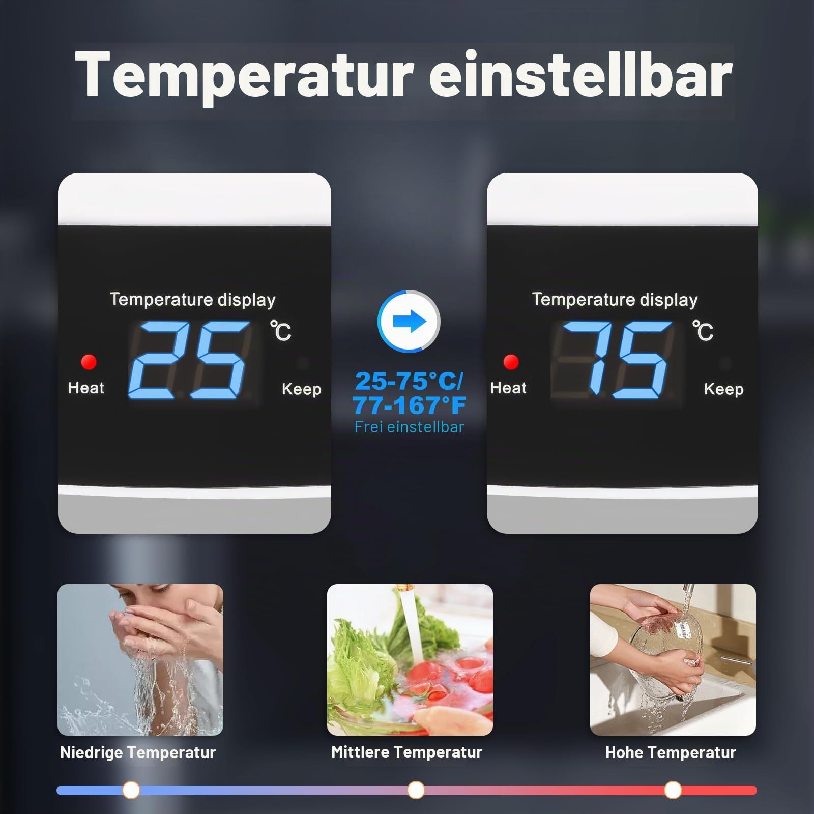 durchlauferhitzer boiler 70l | elektrischer warmwasserboiler 70l 25–75 °C