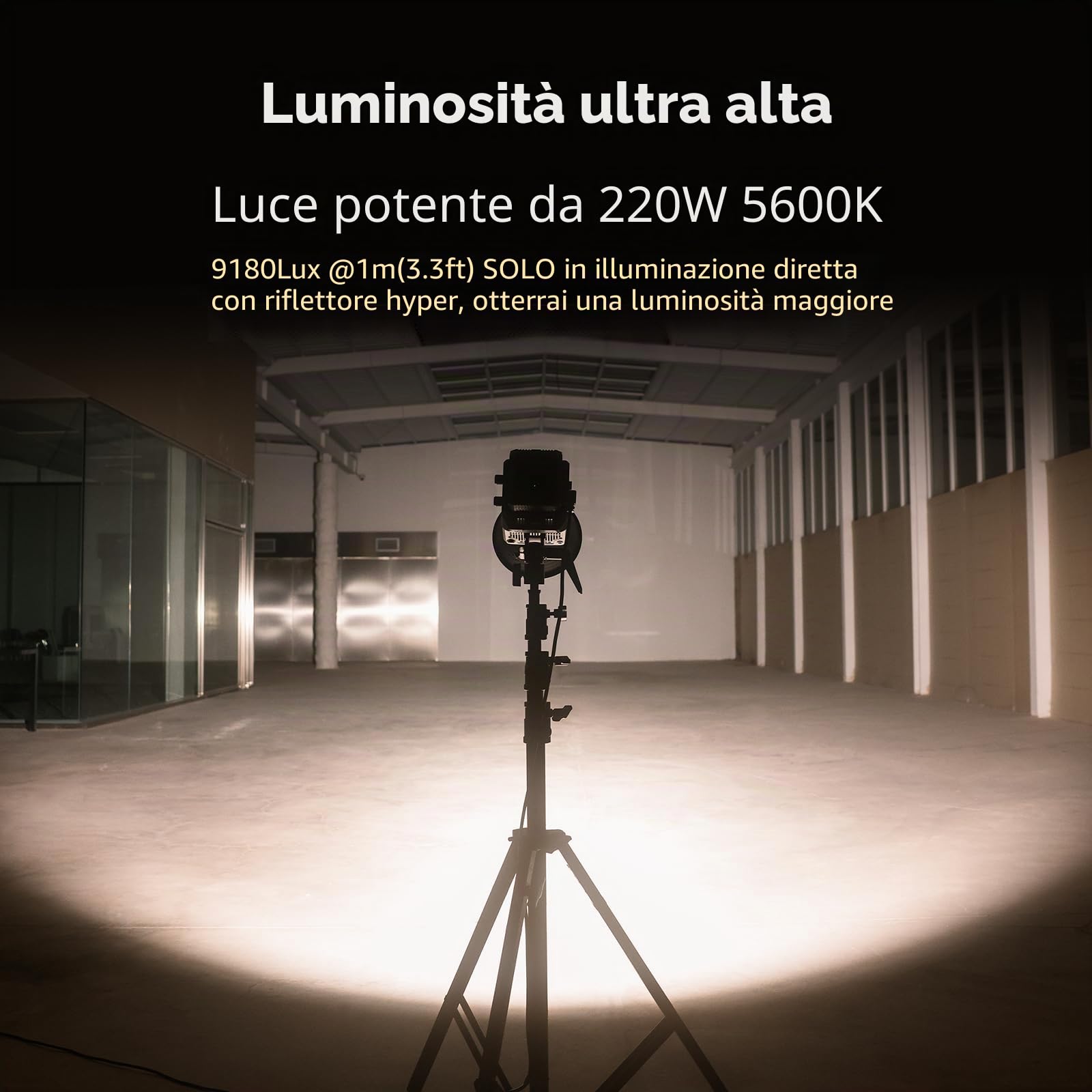 SMALLRIG RC 220B Pro Luce Video COB da 220 W, Luce Video Bicolore da 2700 K a 6500 K, Luce con montatura Bowens CRI 95+, Compatibile con 3 Metodi di Alimentazione - 4621