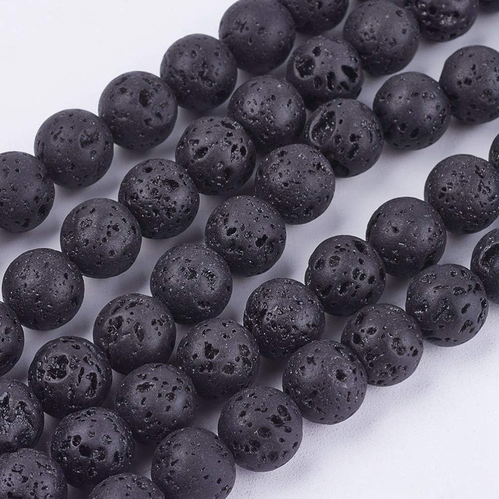 Milisten 300pcs Volcanic Stone Beads Black Large Hole Loose Beads for Jewelry Making