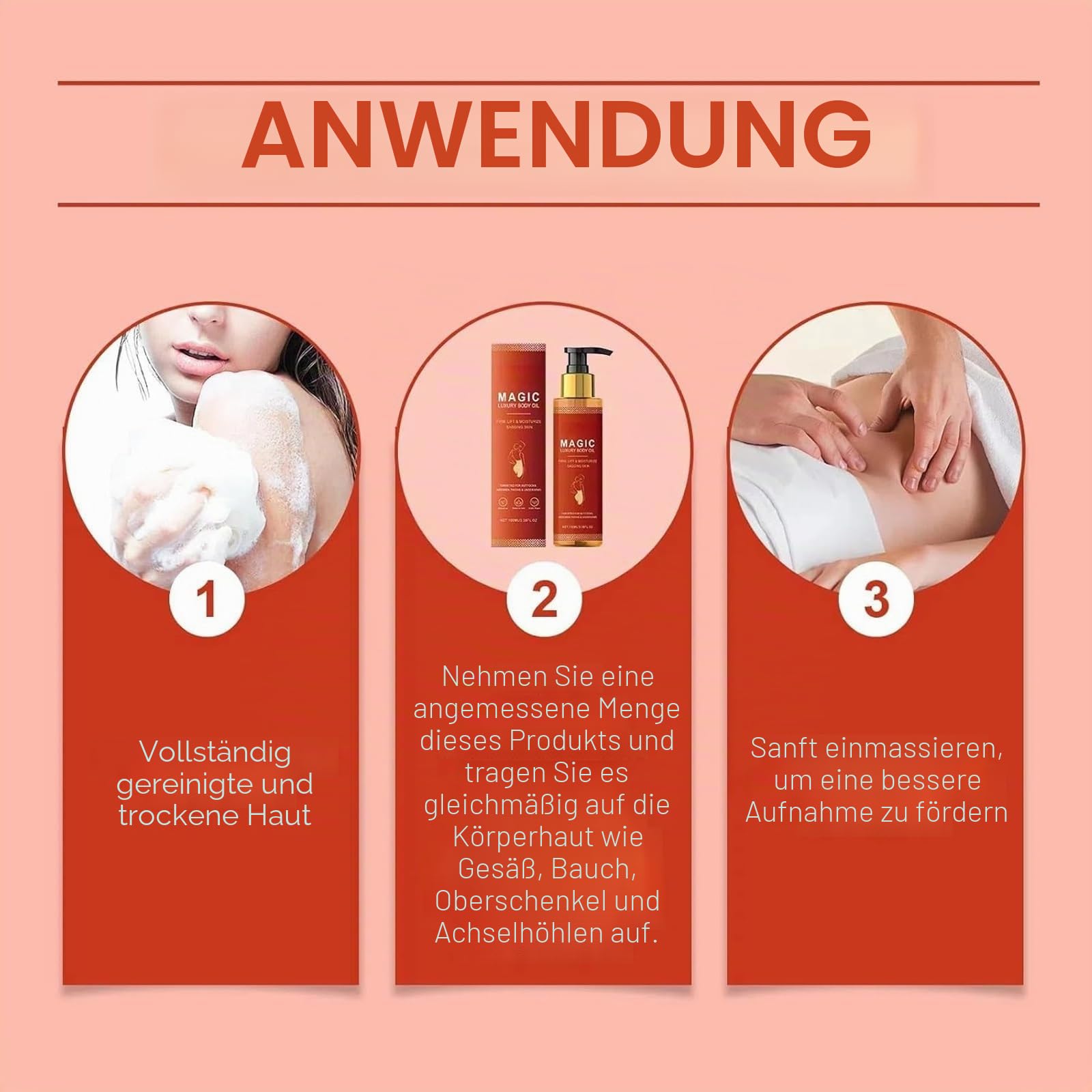Liora Life körperöl, Liora Life Lifting Body Oil, Magic Luxury Body Strafting Oil, Feuchtigkeit und Nahrhafte Creme, Reduziert Feine Linien, Verbessert die Elastizität, Sanfte Formel(5PCS)
