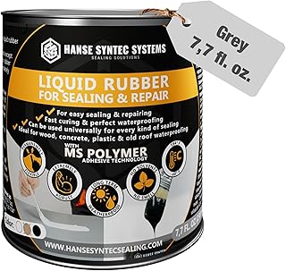 HSS Liquid Rubber 7.7oz – MS Polymer Sealant for RV, Roofs, Cracks, Walls & Any Repairs, Solvent-Free, Flexible Waterproof Coating, Can 7.7oz (Grey)