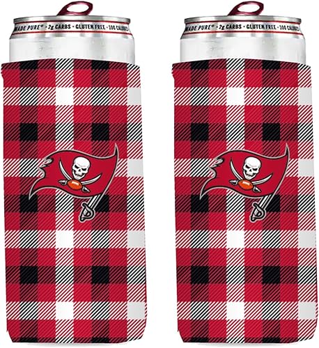 Miniatura 2 de Paquete de 2 soportes para latas de fútbol de 12 onzas, delgado y delgado, aislador de bebidas, Huggie Cooler Coozies (New Orleans (Saints))