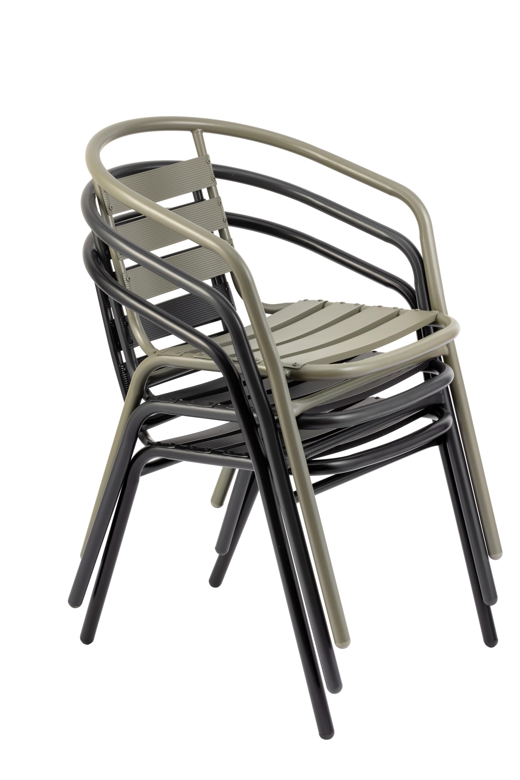 METRO Professional Silla de Jardín con Reposabrazos Narni, Aluminio, Apilable, para Exterior, Caqui