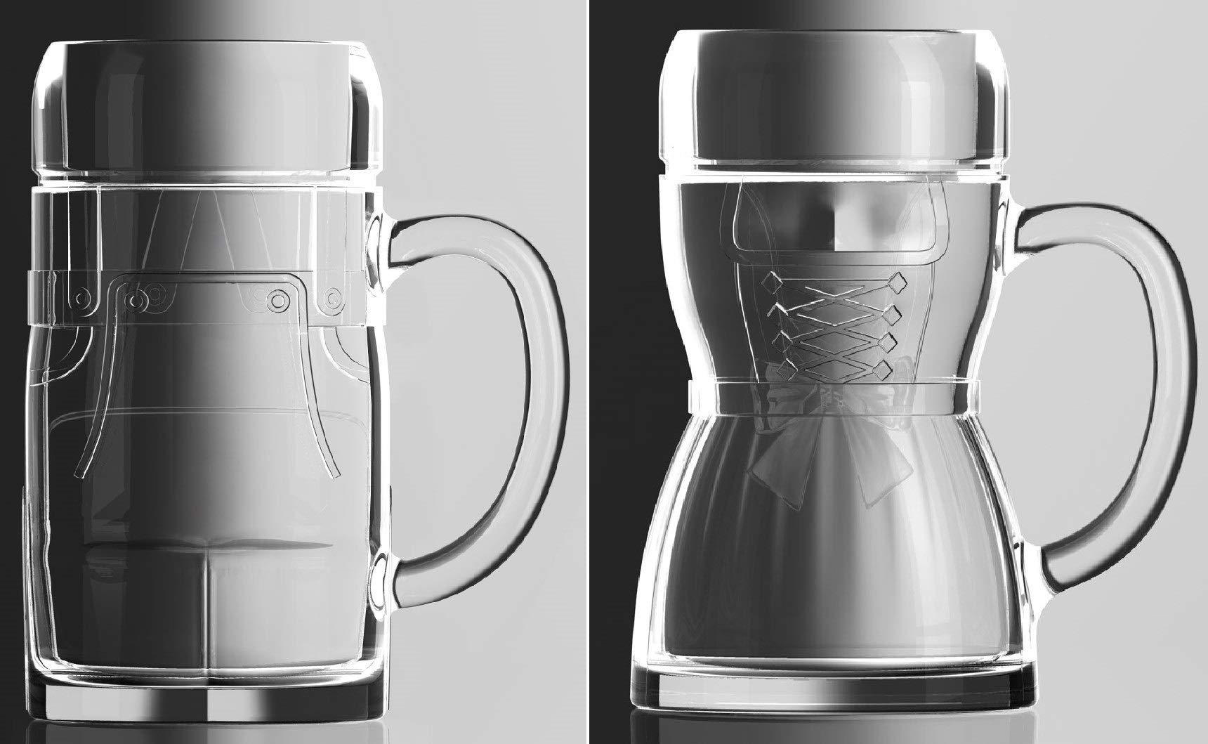 KingWerk Glasseidel Dirndl & Lederhosen Shape Set 0.5 Litres