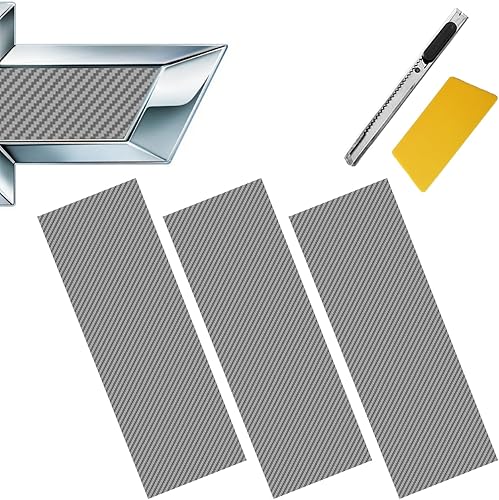 Miniatura 8 de 3 calcomanías de fibra de carbono compatibles con el logotipo de Bowtie, calcomanías de bricolaje compatibles con Chevy (rojo de fibra de carbono)