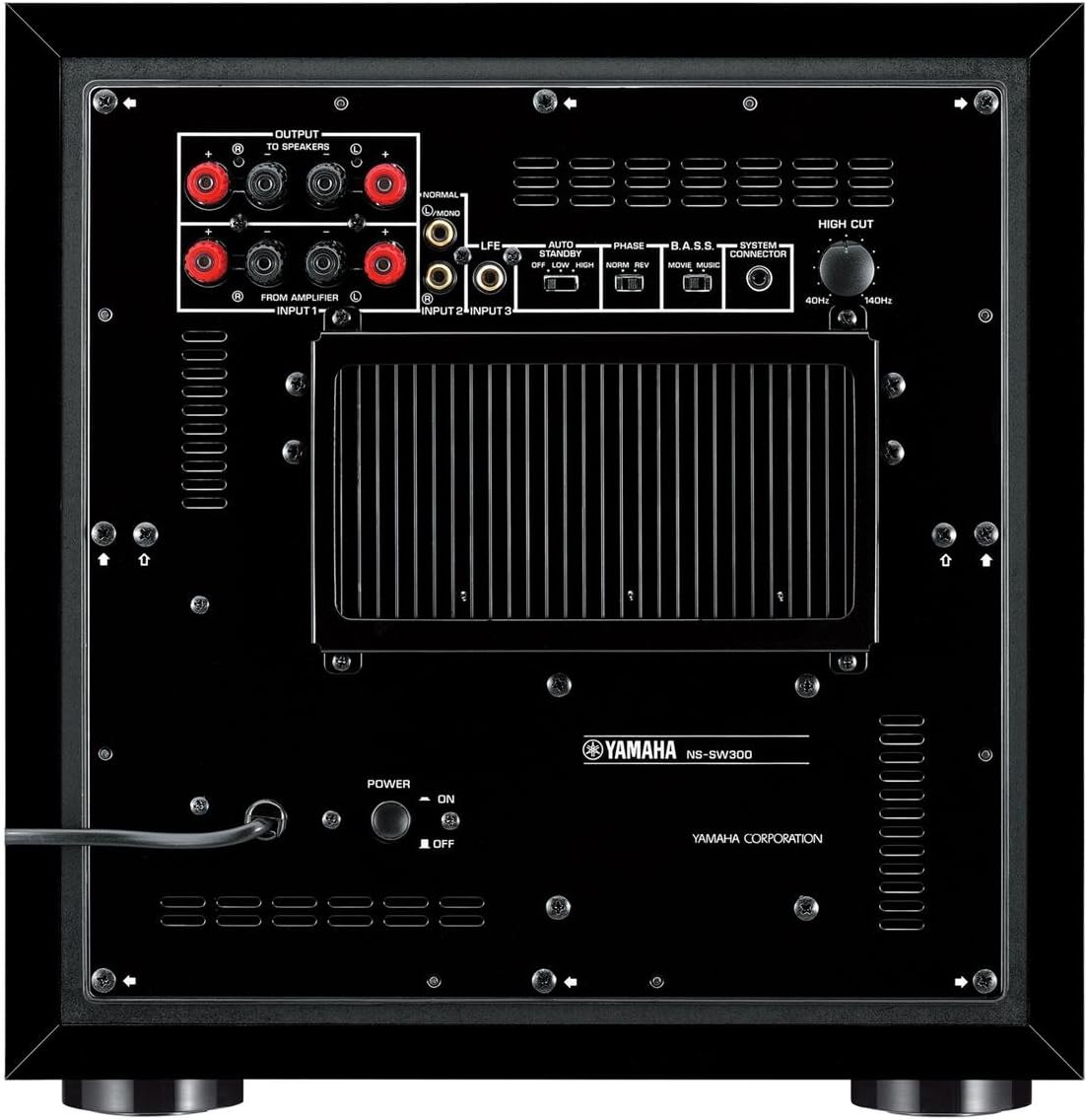 Hinteren view of Yamaha NS-SW300PN Powered Subwoofer