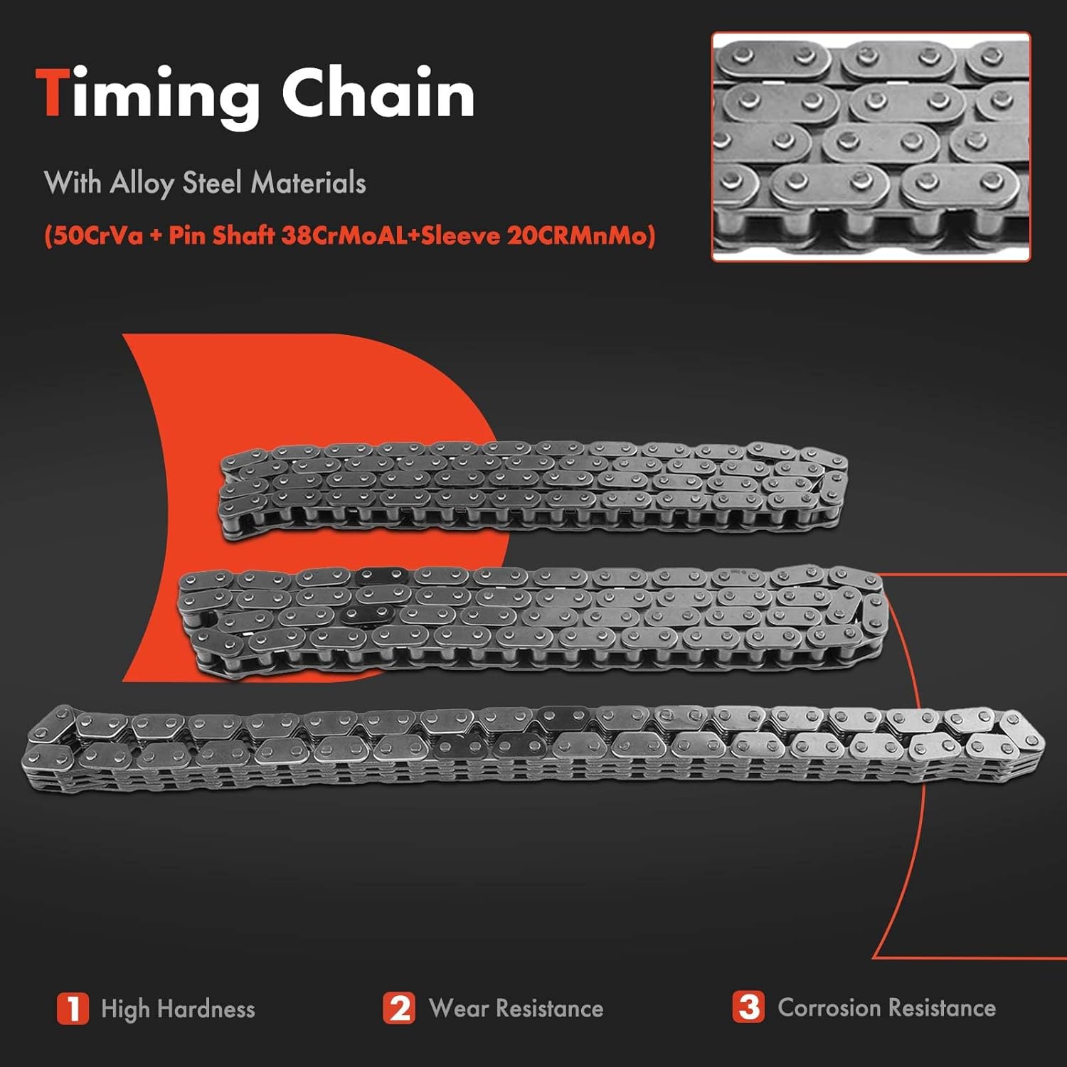 A-Premium 16PCS Engine Timing Chain Kit W/Tensioner & Sprocket & More [fits SOHC, 8Cyl 4.7L] Compatible with Dodge Dakota, Durango, Ram 1500 02-07 & Jeep Commander, Grand Cherokee & Mitsubishi Raider