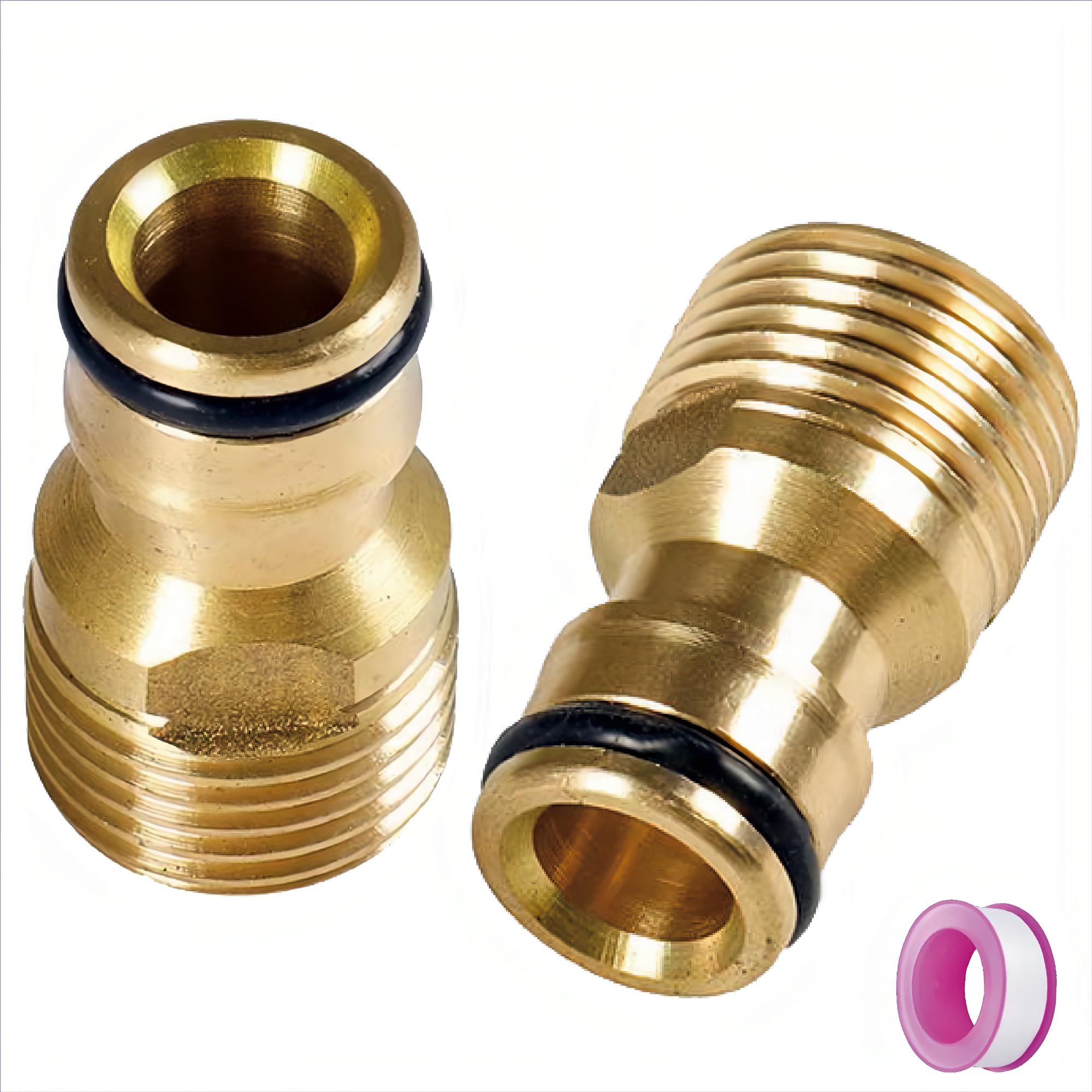 Garden Hose to Tap Connector, Water Pipe Fitting (Brass, 1/2" Male Thread),Copper 1/2" Hose Connector Male Watering Fittings for Threaded Faucet Adapter Quick Connector
