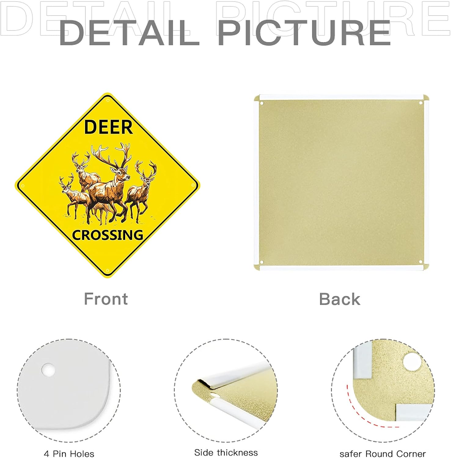 Deer Crossing Sign, 2-Pack 12"X12" Metal Wall Decor, Rustic Style, Yellow, Easy to Install, Durable