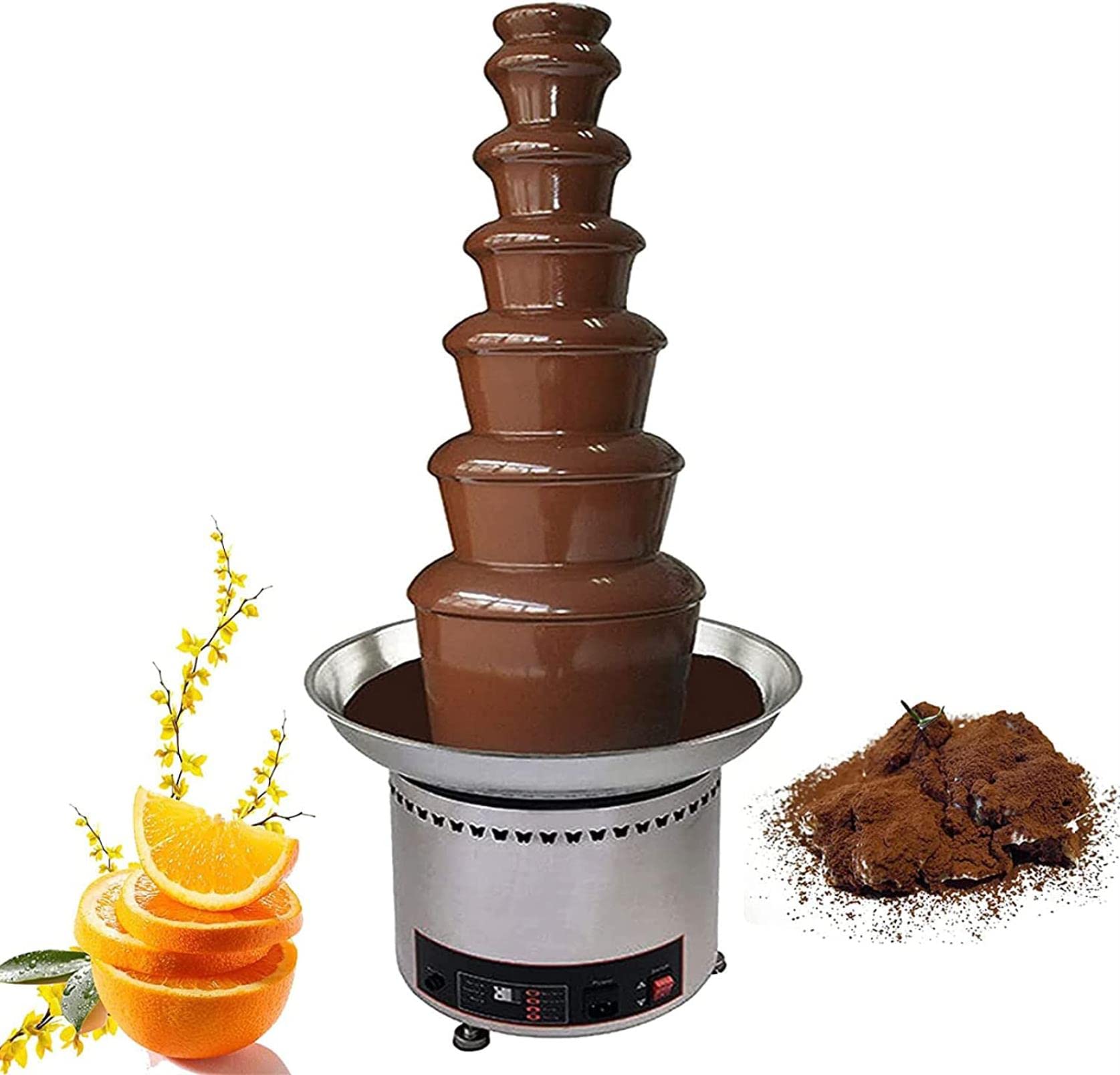 AYCDL Commercial Chocolate Fondue Fountain Machine, Large Capacity Chocolate Waterfall Hot Pot Machine, Sauce Heater for Nacho Cheese, BBQ Sauce, Fruit, Ranch,4tier,7tier