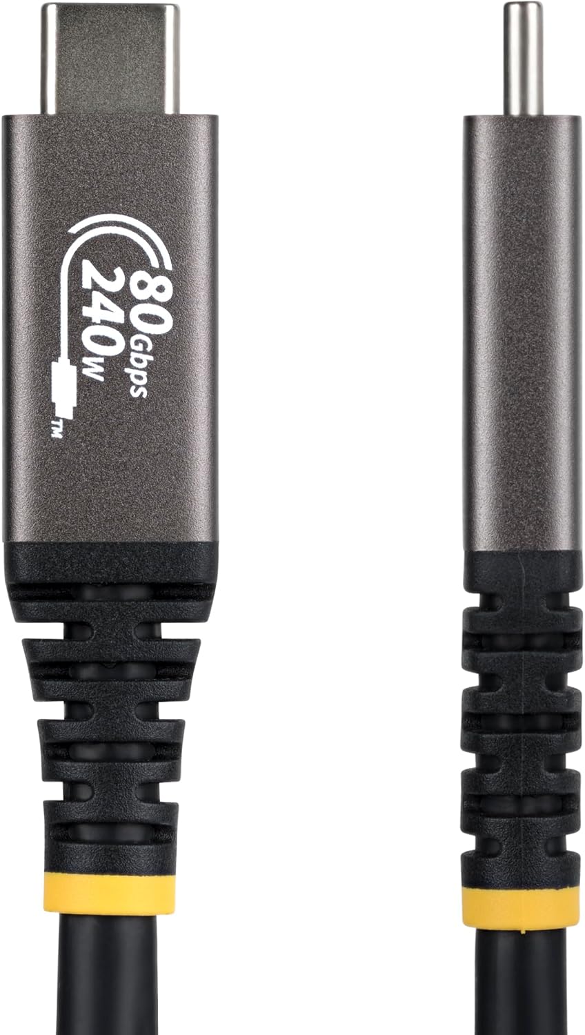 StarTech 1.5ft/45cm USB-C to USB-C USB4 Cable, 80Gbps, 240W PD, 8K, Black image 3