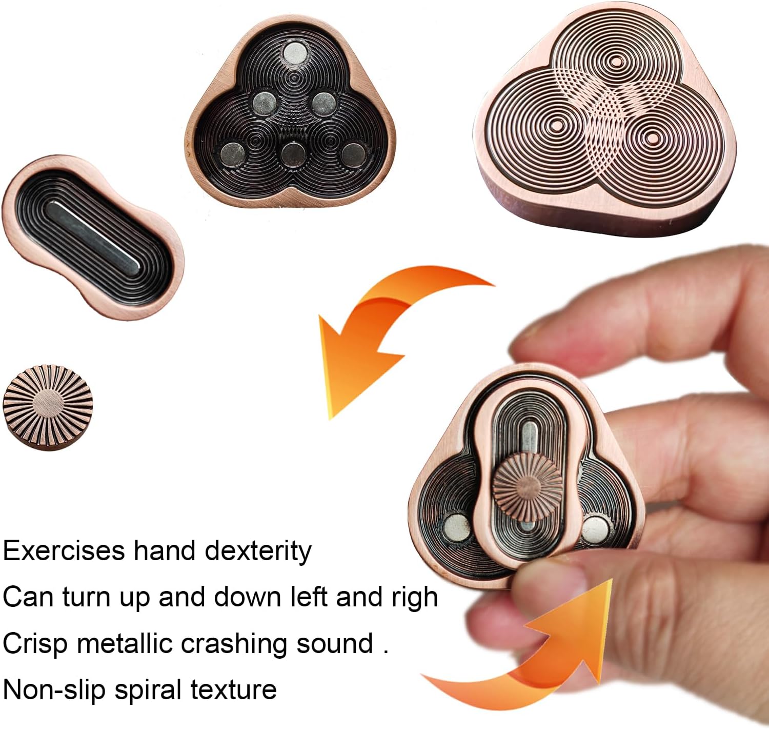 YANZHE Metal Fidget Slider,Triangle Magnetic Fidget Slider, EDC Metal Fidget Slider Toys,Fidget Toys Adults for Stress and Anxiety Relief，Magnetic Metal Fidget Slider Toy Suitable for Office (Bronze)