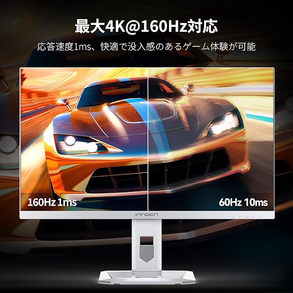 INNOCN 27M2V 27インチ ゲーミングモニター 4K ミニLED モニター 160Hz/144Hz, 1ms応答速度 HDR1000 QD 量子ドット(無輝点保証対応), HDMI2.1/DP1.4/USB Type-C 90W/USB 3.0/USBA(USBハブ対応), スピーカー内蔵,高さ/左右/回転調整, 銀(2304分割)AMD FreeSync™ Premium - 3