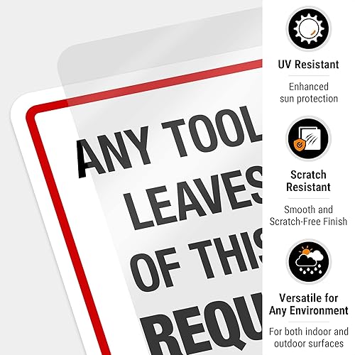 Miniatura 68 de Any Tool That Leave Out of This Shop Requires A Security Deposit No Exception Sign, 10x7 Inches, Rust Free .040 Aluminum, Fade Resistant, Made in USA