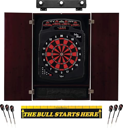 Vista 14 de Viper Solar Blast - Diana de dardos electrónica, gabinete de canela metropolitana y paquete de luz de diana Shadow Buster Espresso,Canela/Escapada