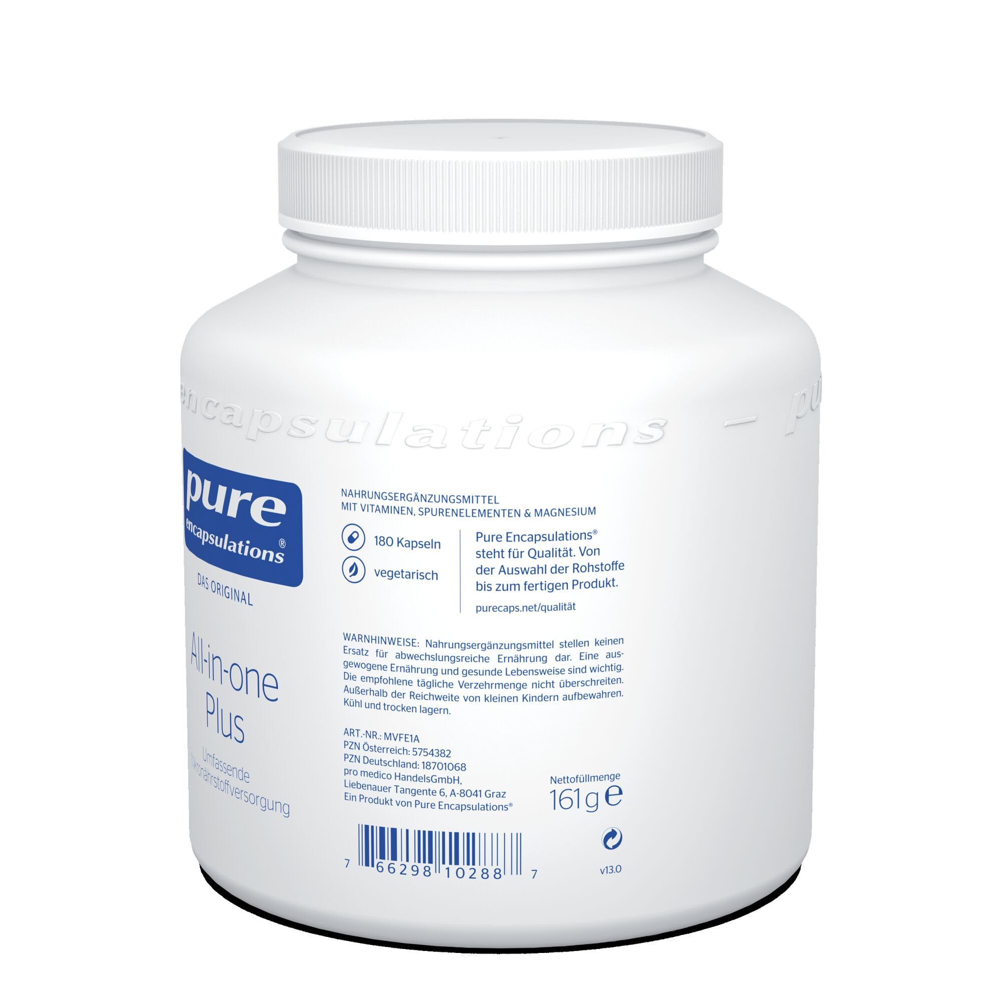 Pure Encapsulations - All-in-One Plus - Multivitamin - B-Vitamine, Vitamin C, D und A, Biotin, Zink, Magnesium, Selen, Jod - Vitamine, Mineralstoffe & Nahrungsergänzungsmittel - 180 Kapseln