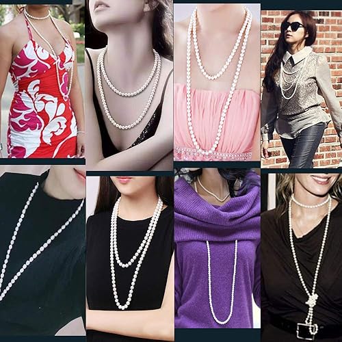 Miniatura 6 de Collar para mamá, regalo para el día de la madre, collar de perlas largas en Y Boho de 0.236 pulgadas con perlas falsas con cuentas, collares