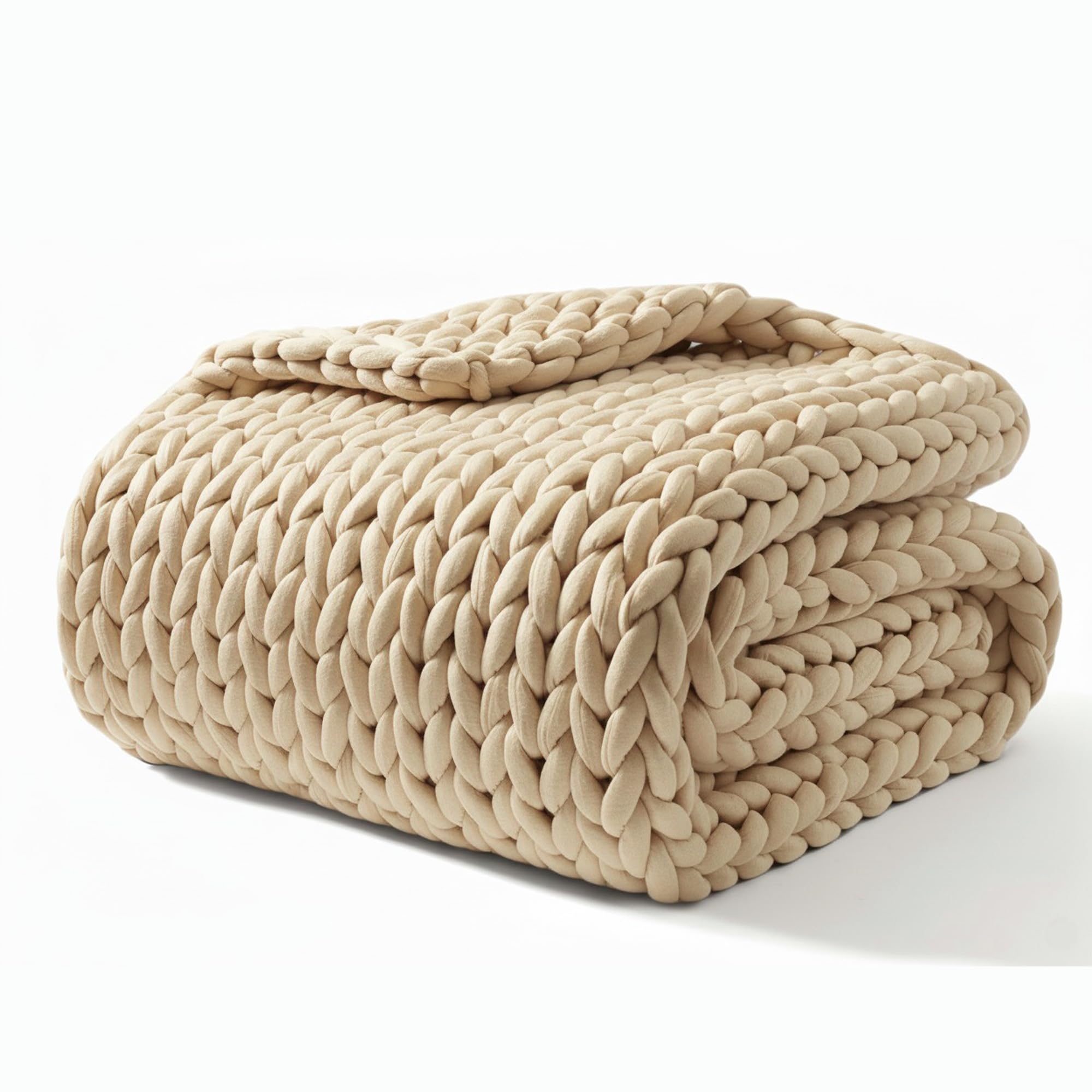 SIESTA Gewichtsdecke Premium Grobstrick Beige 7kg Atmungsaktive Therapiedecke Oeko-TEX Waschbar