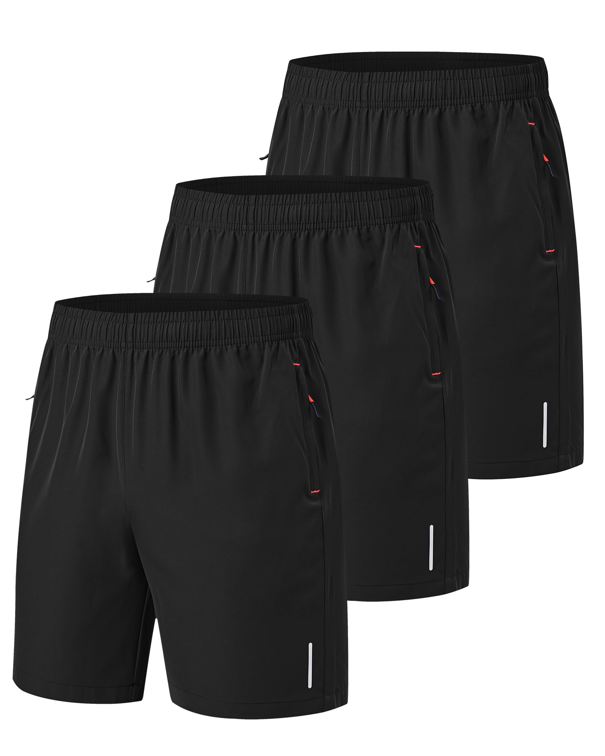 3 Pack Mens Shorts Gym Shorts Black Quick Dry Basketball Tennis Shorts For Men With Pockets For Running Jogging 3XL Black*3