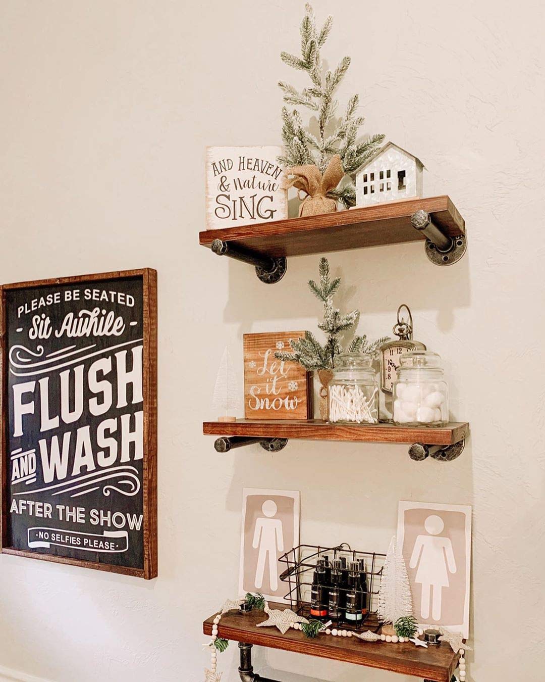 Industrial Pipe Shelves - Rustic Wall Mounted -5