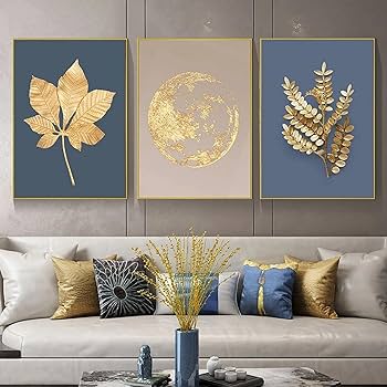 Amazon.co.jp: 抽象的な現代の金箔の壁の芸術の絵のキャンバスの絵画