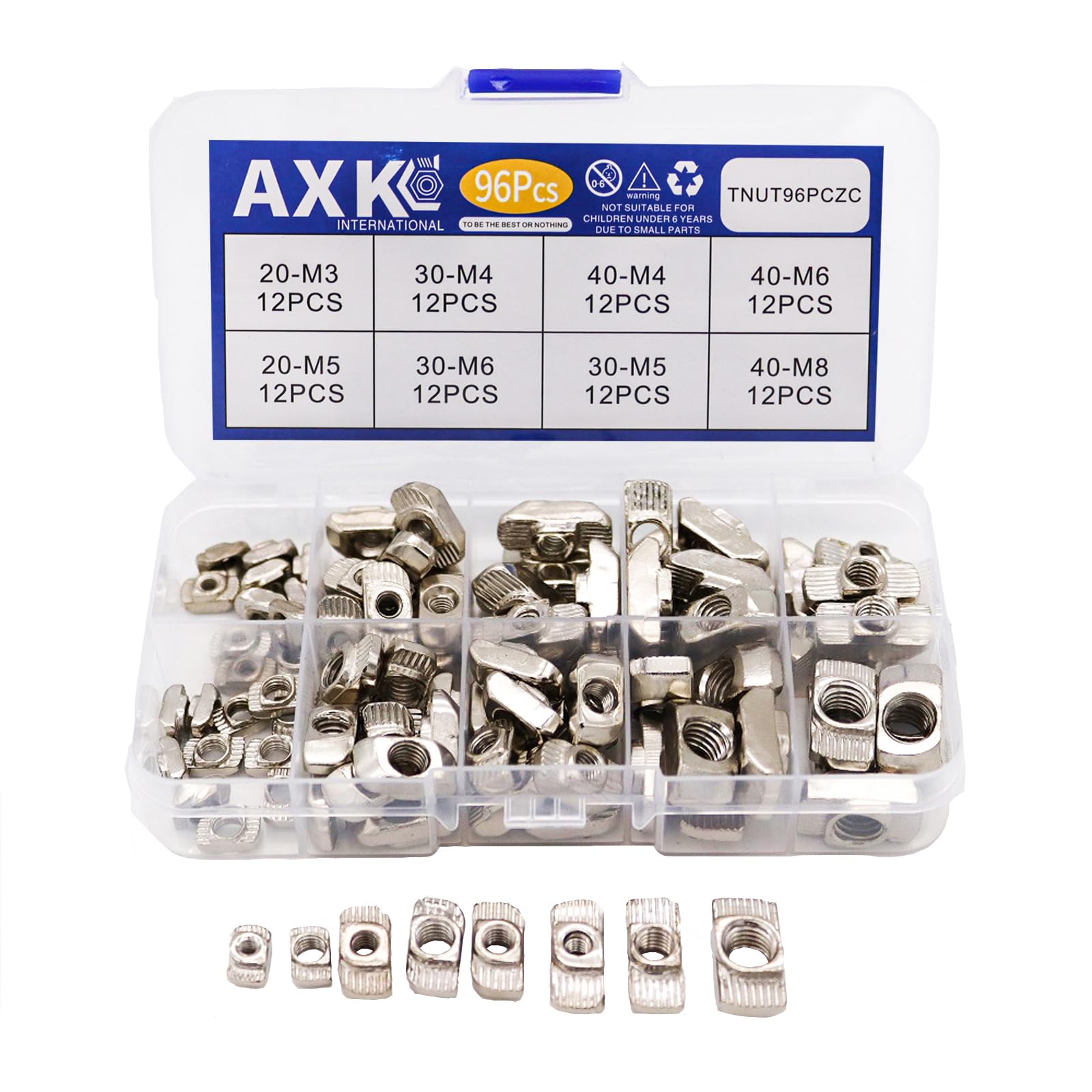 AXK T-Nut Kit - 96PCS for Aluminum Extrusion -1 AXK T-Nut Kit - 96PCS for Aluminum Extrusion -1