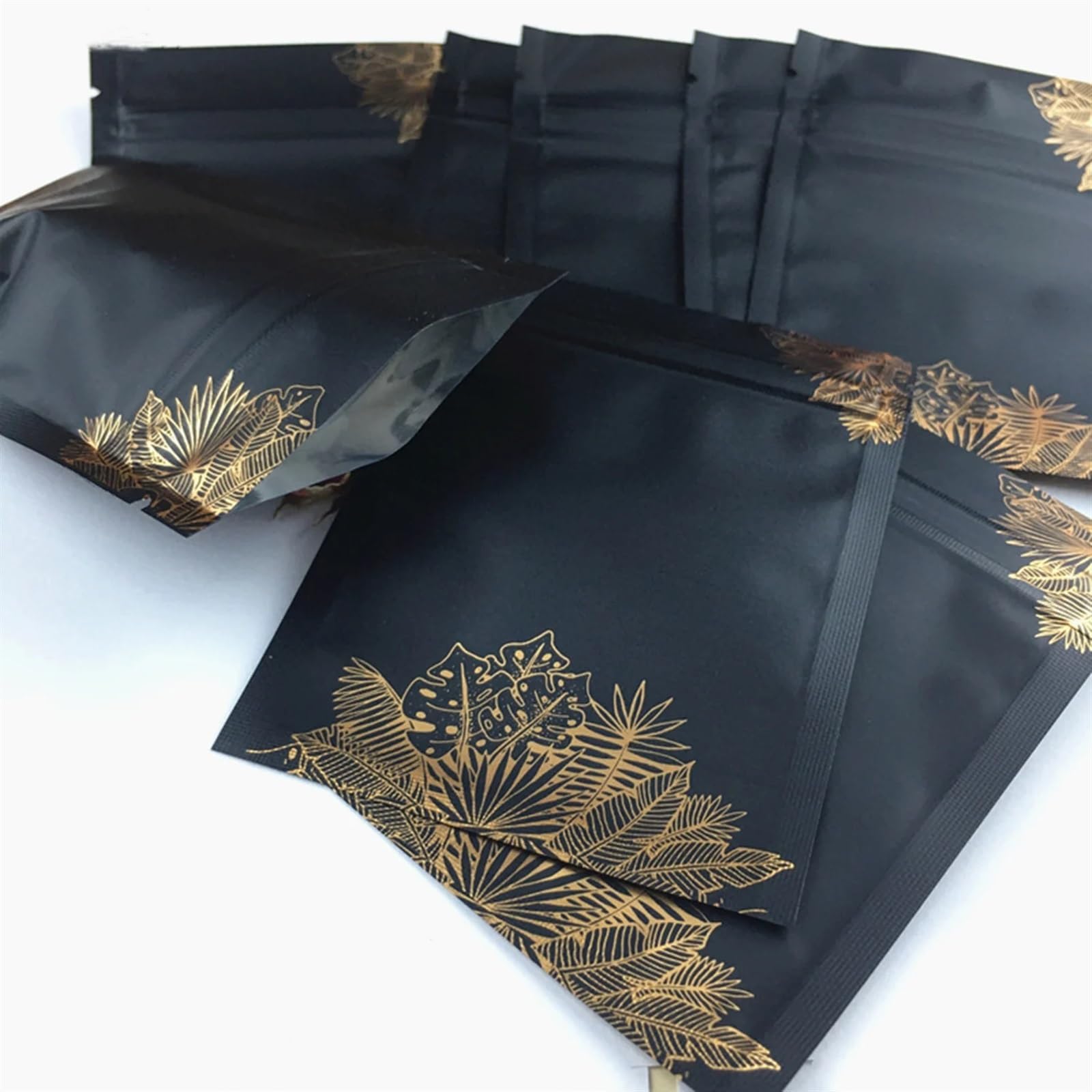 sacchetti con chiusura a zip, Confezione da 50 sacchetti con chiusura lampo in alluminio for alimenti, multicolore, varie misure(Black,8x12cm)
