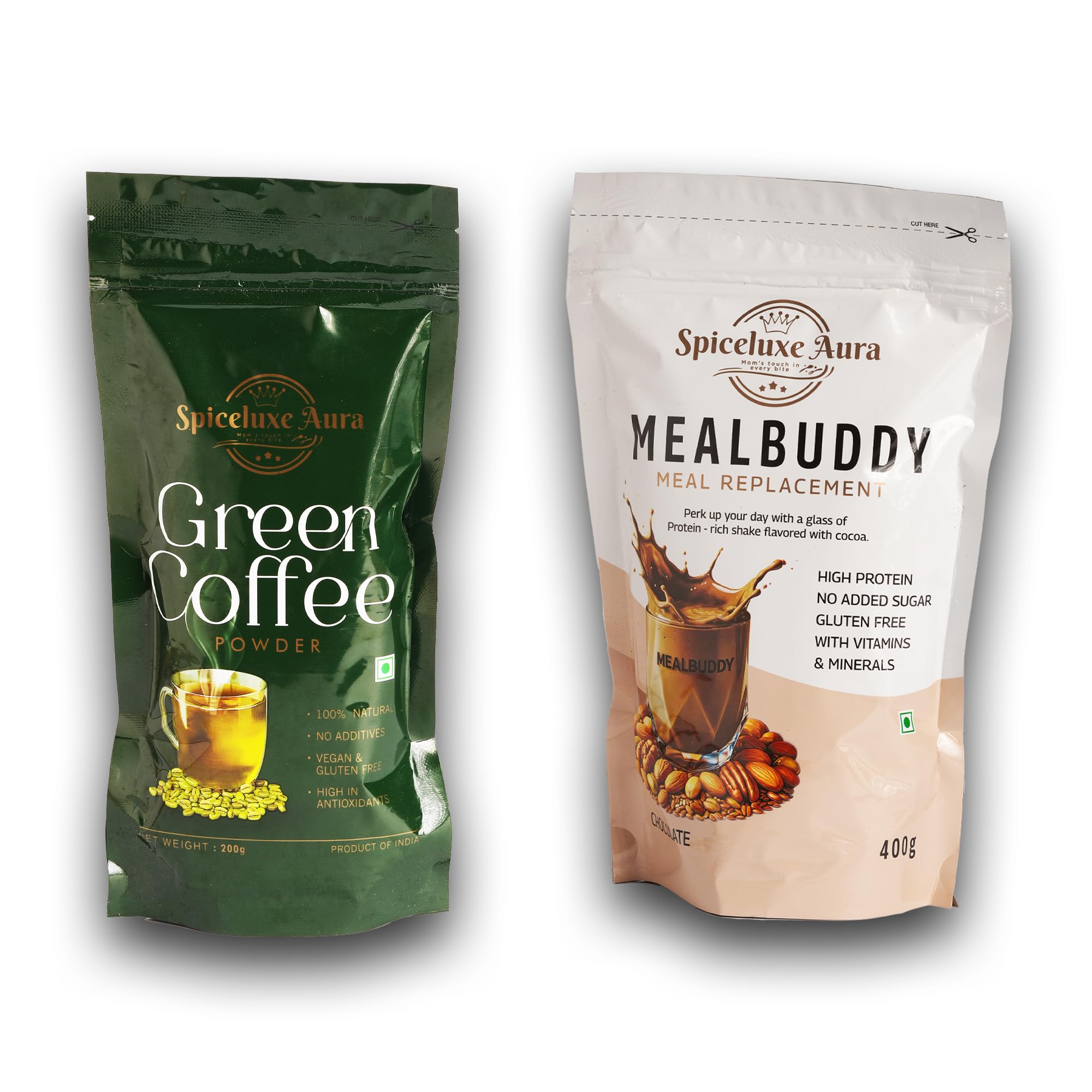 MealBuddy Meal Replacement with Green Coffee Powder, High Protein, Gluten Free, No Added Sugar, 400g and 200g Combo-image-22