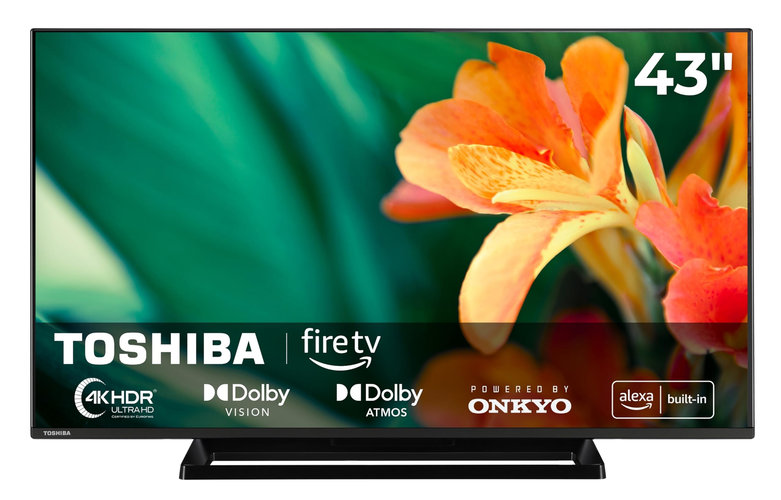 Toshiba Fernseher 43 Zoll Smart TV Fire TV 4K UHD Fernseher Dolby Vision HDR & Dolby Atmos, Sound by Onkyo, Triple-Tuner, LED TV 43UF3F63DAR (2026)