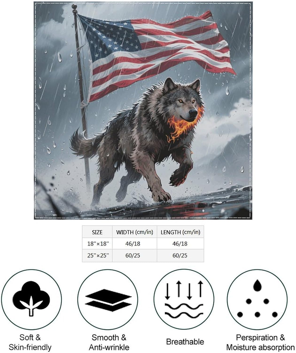 Wolf Flag Multi-purpose Bandanas 18 X 18 Inch for Men Women image 2