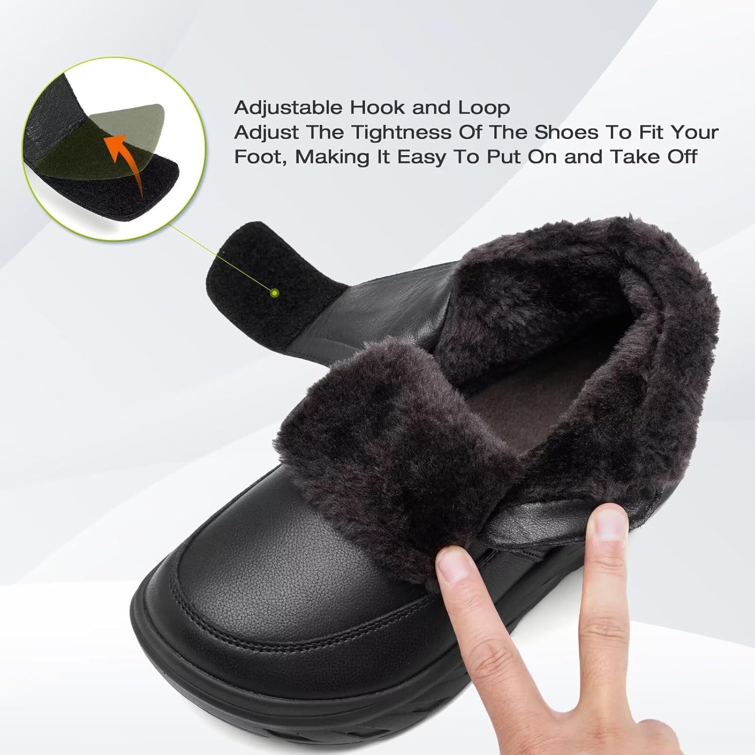 OrthoComfoot Women's Orthopedic Wide Leather Winter Ankle Boots: Comfortable Diabetic Arch Support Dress Shoes for Plantar Fasciitis, Casual Hook and Loop Walking Shoes for Foot and Heel Pain - Image 5