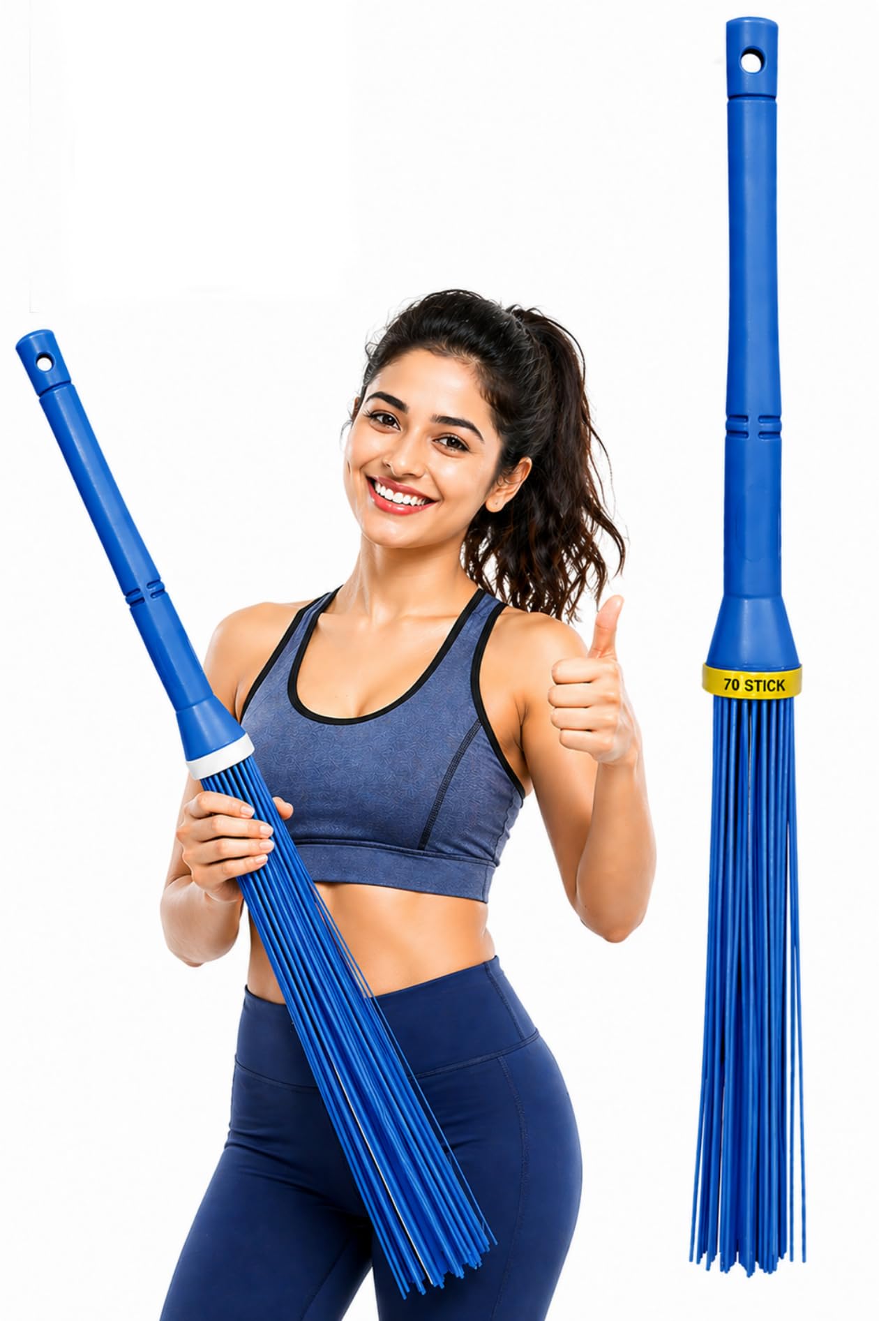 1 pic-Plastic Broom for Bathroom Cleaning Long Handle Broom Stick 32 Inch 70 Sticks Heavy Duty Waterproof Kharata Bathroom Jhadu for Floor Toilet Home Cleaning-image-35
