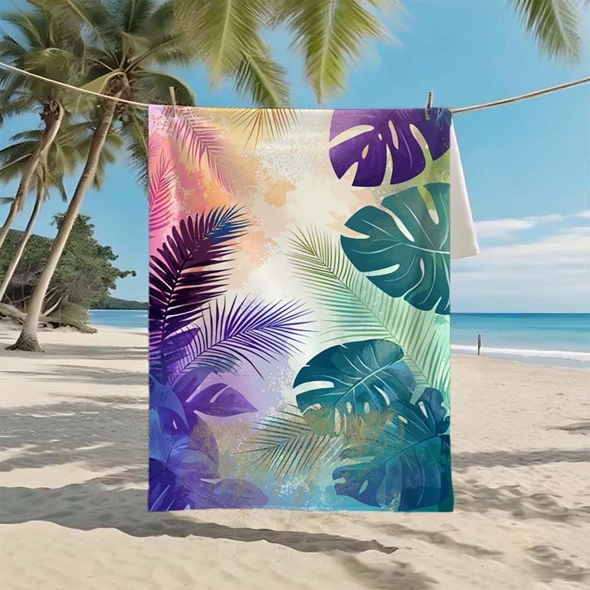 Telo Mare XXL 100x200cm/35x70cm, 2 Set Telo Mare Microfibra Sogno Asciugamano Palestra Uomo, Antisabbia, Leggero, Asciugatura Rapida, Teli da Spiaggia Grandi Accessori per Camping Natation Yoga D-94
