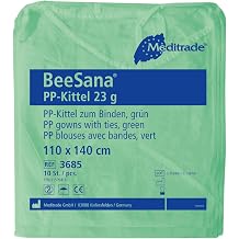 Meditrade 3685 Beesana PP with Rubber Elastic Overalls, 110 cm x 140 cm, Green Pack of 10