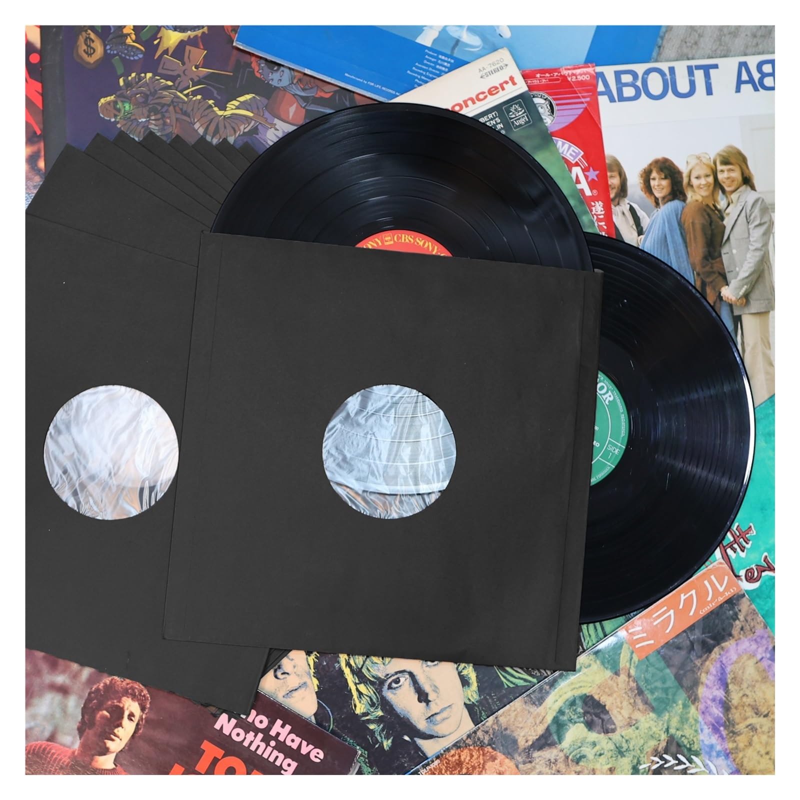 Vinyl-Innenhüllen, Vinyl-Schallplatten-Innenhüllen, Poly-gefüttert, Schwarzes Kraftpapier, Packung Mit 10 Oder 20 Stück(Black 20pcs)