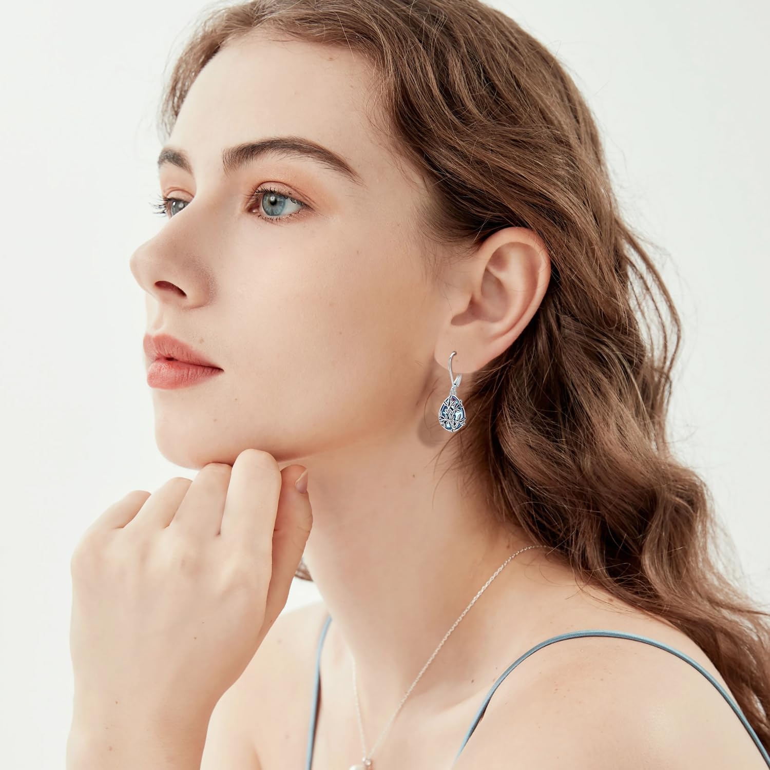 Flower Earrings 925 Sterling Silver Flower Teardrop Leverback Dangle Earrings Jewelry Gifts for Women Girls