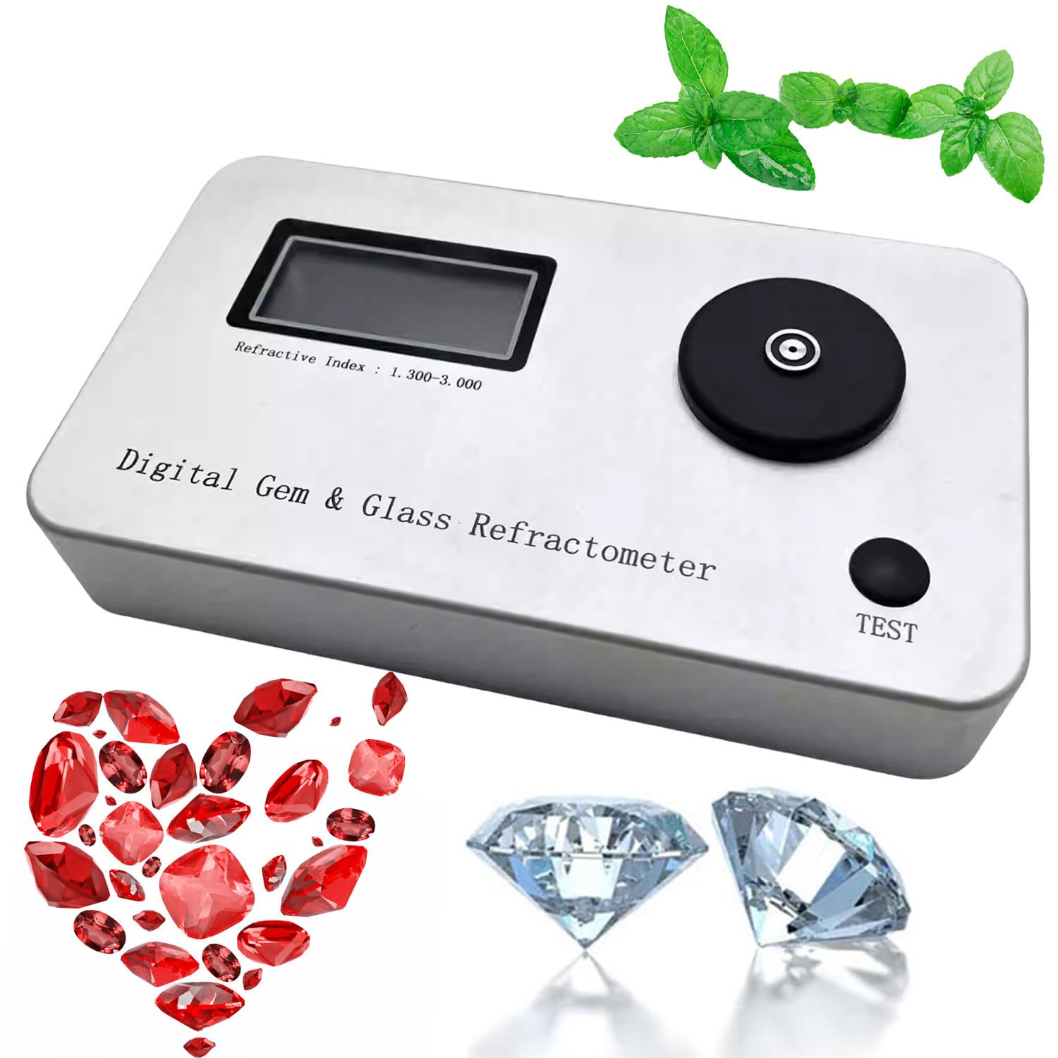 GSHSHOU Portable Digital Gemstone Refractometer, Jewelry Tester Identification Tools, 10000 Tests Battery Life, 0.001 Accuracy for Jewelry Identification,for Jewelers, Hobbyists (RI 1.300-3.000)