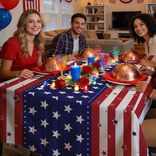 Miniatura 5 de Paquete de 6 manteles de plástico desechables de alta calidad de 54 x 108 pulgadas, manteles desechables para mesas de 6 a 8 pies, interiores o